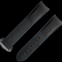 Black rubber strap with foldover clasp for the Seamaster Planet Ocean 600M