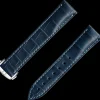 Blue alligator leather strap with foldover clasp