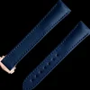 Blue vegan strap with foldover clasp