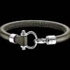 Bracelet, alligator leather, stainless steel