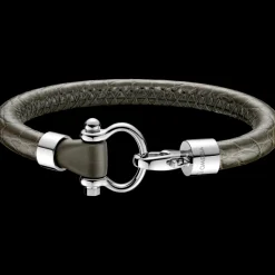 Bracelet, alligator leather, stainless steel