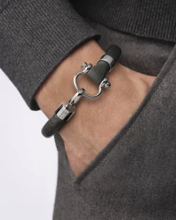 Bracelet, alligator leather, stainless steel