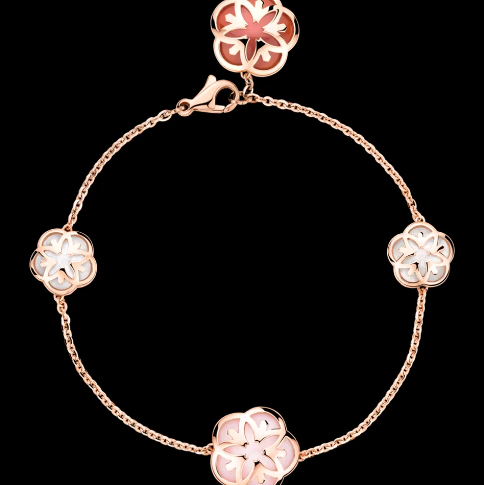 Bracelet, 18k red gold, carnelian, mother‑of‑pearl, opale