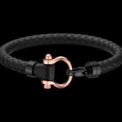 Bracelet, 18k red gold, rubber, stainless steel