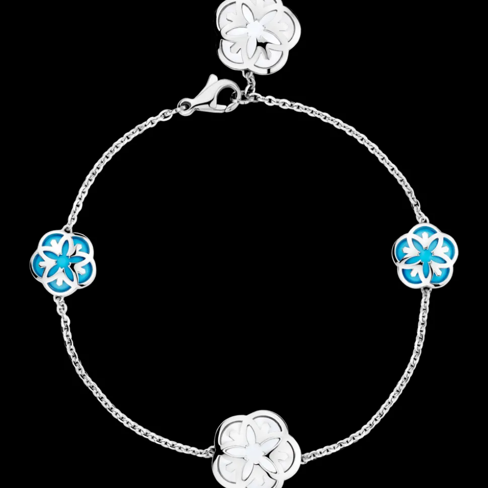 Bracelet, 18k white gold, mother‑of‑pearl, turquoise