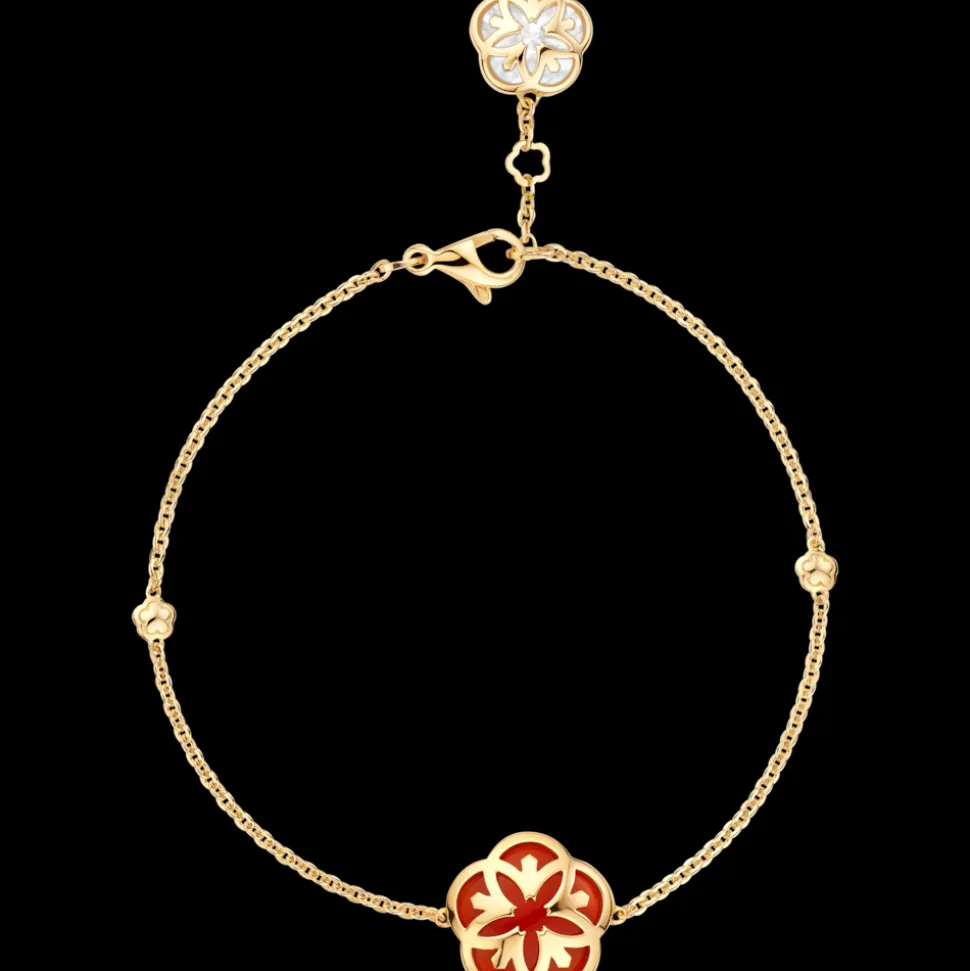 Bracelet, 18k yellow gold, carnelian, mother‑of‑pearl
