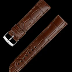 Brown alligator leather strap with pin buckle