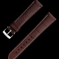 Brown alligator leather strap with pin buckle