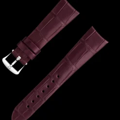 Burgundy alligator leather strap with pin buckle