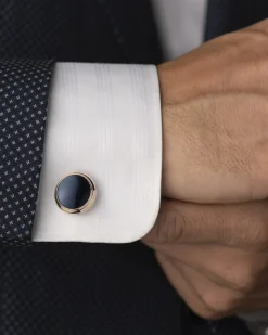 Cufflinks, 18k red gold, eyes of hawk, stainless steel