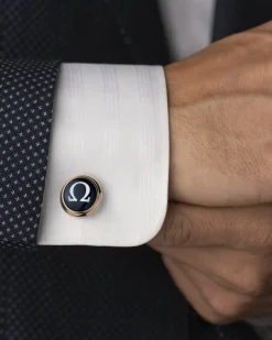 Cufflinks, 18k red gold, mother‑of‑pearl, stainless steel