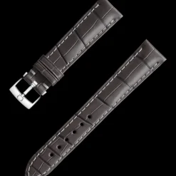 Grey alligator leather strap with pin buckle