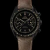 44.25 mm, black ceramic on leather strap