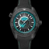45.5 mm, black ceramic on rubber strap