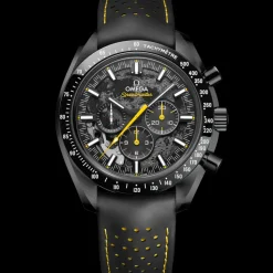 44.25 mm, black ceramic on rubber strap