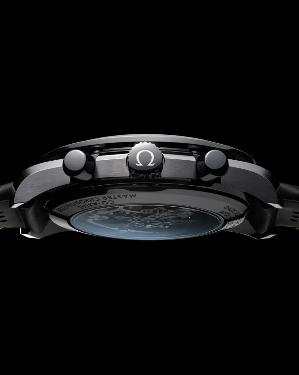 44.25 mm, black ceramic on rubber strap