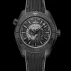 45.5 mm, black ceramic on rubber strap