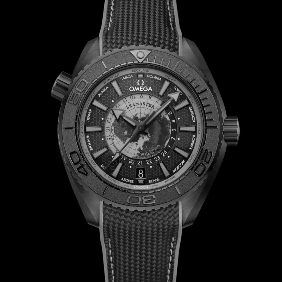 45.5 mm, black ceramic on rubber strap