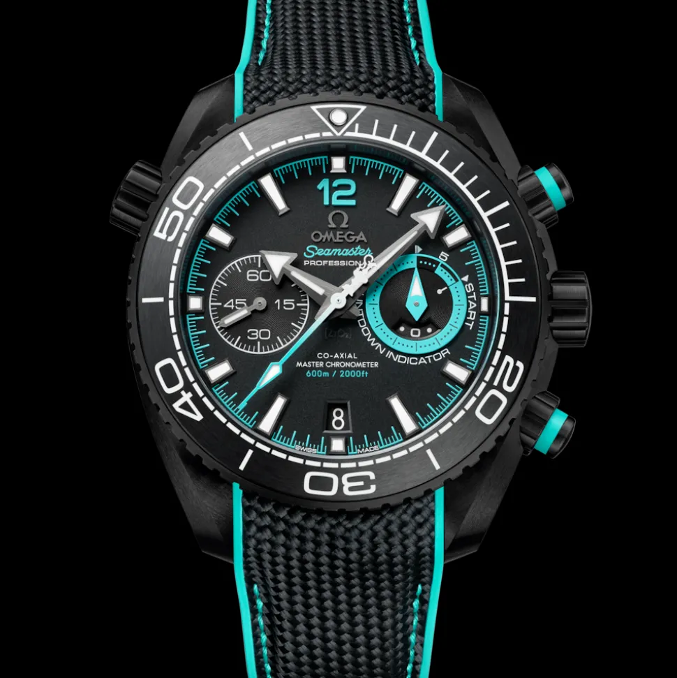 45.5 mm, black ceramic on rubber strap