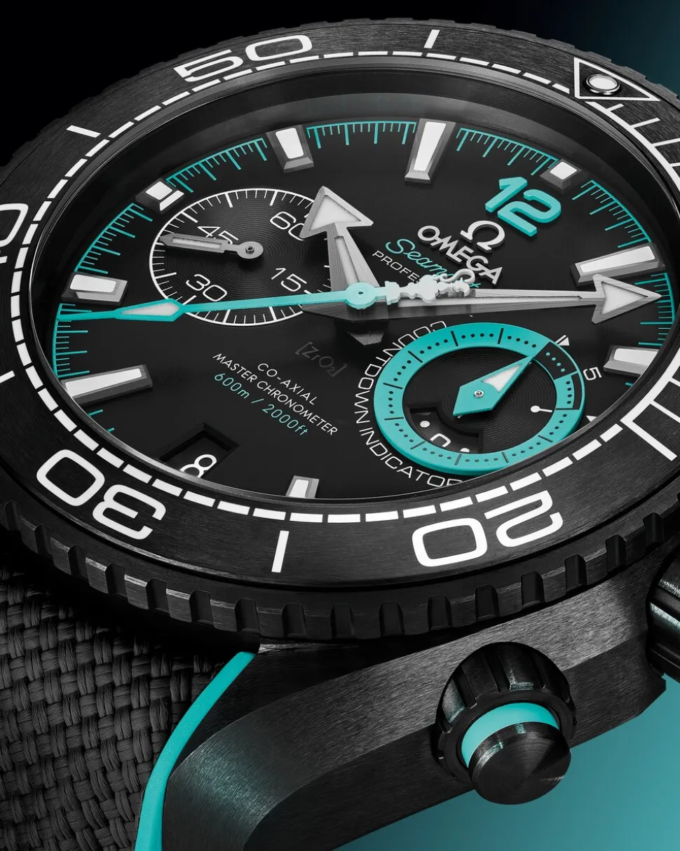 45.5 mm, black ceramic on rubber strap