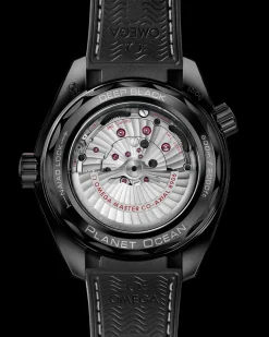 45.5 mm, black ceramic on rubber strap