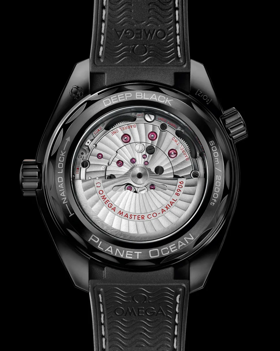 45.5 mm, black ceramic on rubber strap
