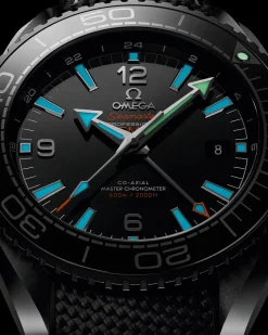 45.5 mm, black ceramic on rubber strap