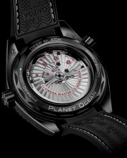 45.5 mm, black ceramic on rubber strap