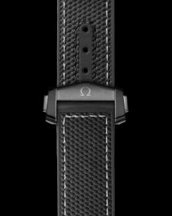 45.5 mm, black ceramic on rubber strap