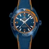45.5 mm, blue ceramic on rubber strap