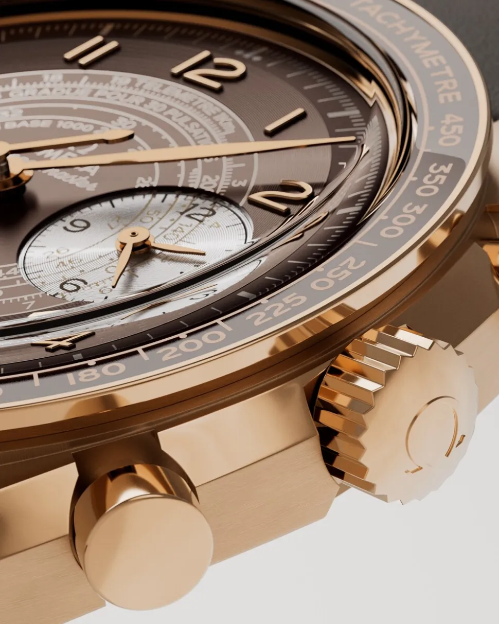 43 mm, Bronze gold on leather strap