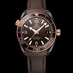 39.5 mm, brown ceramic on rubber strap