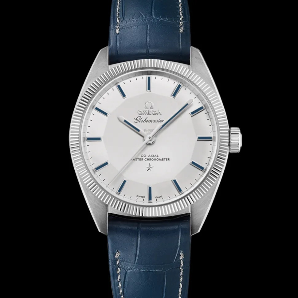 39 mm, platinum on leather strap
