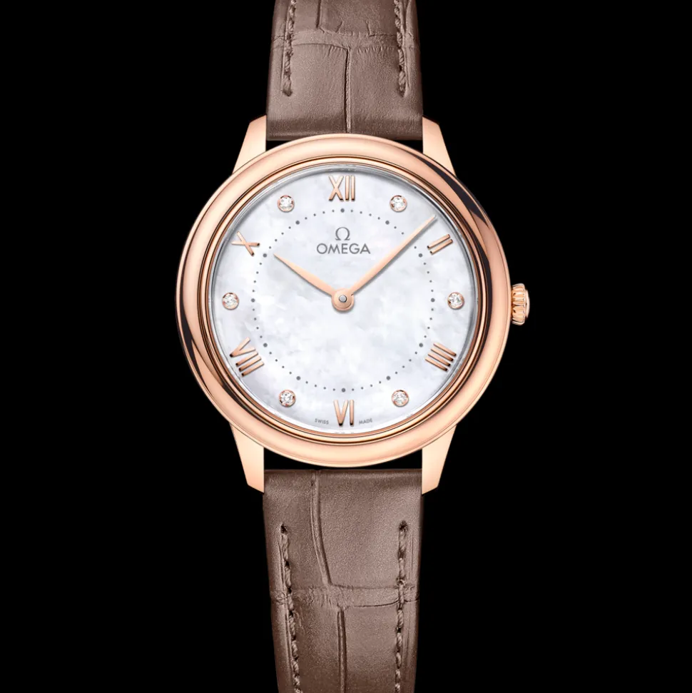 30 mm, Sedna™ gold on leather strap