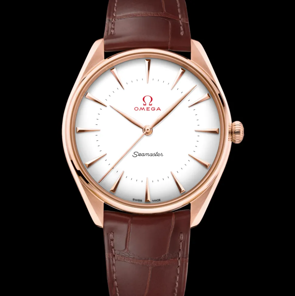 39.5 mm, Sedna™ gold on leather strap