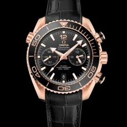 45.5 mm, Sedna™ gold on leather strap with rubber lining