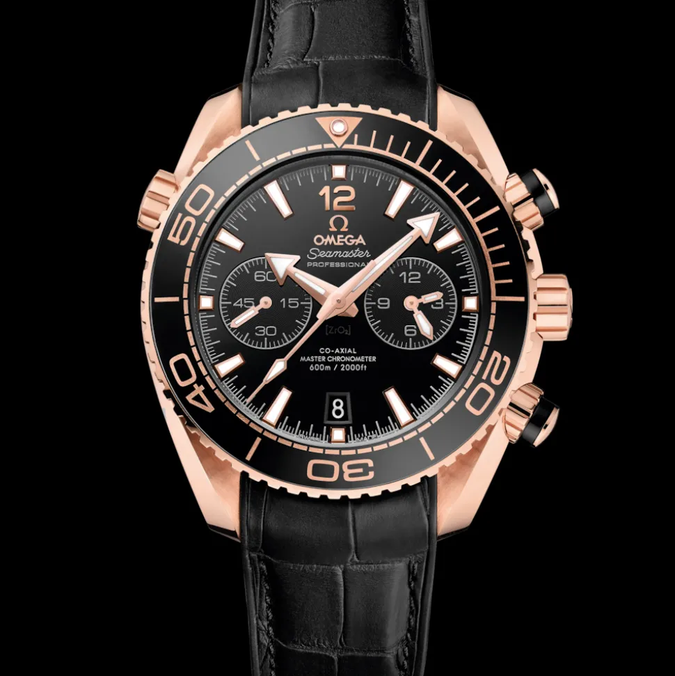 45.5 mm, Sedna™ gold on leather strap with rubber lining