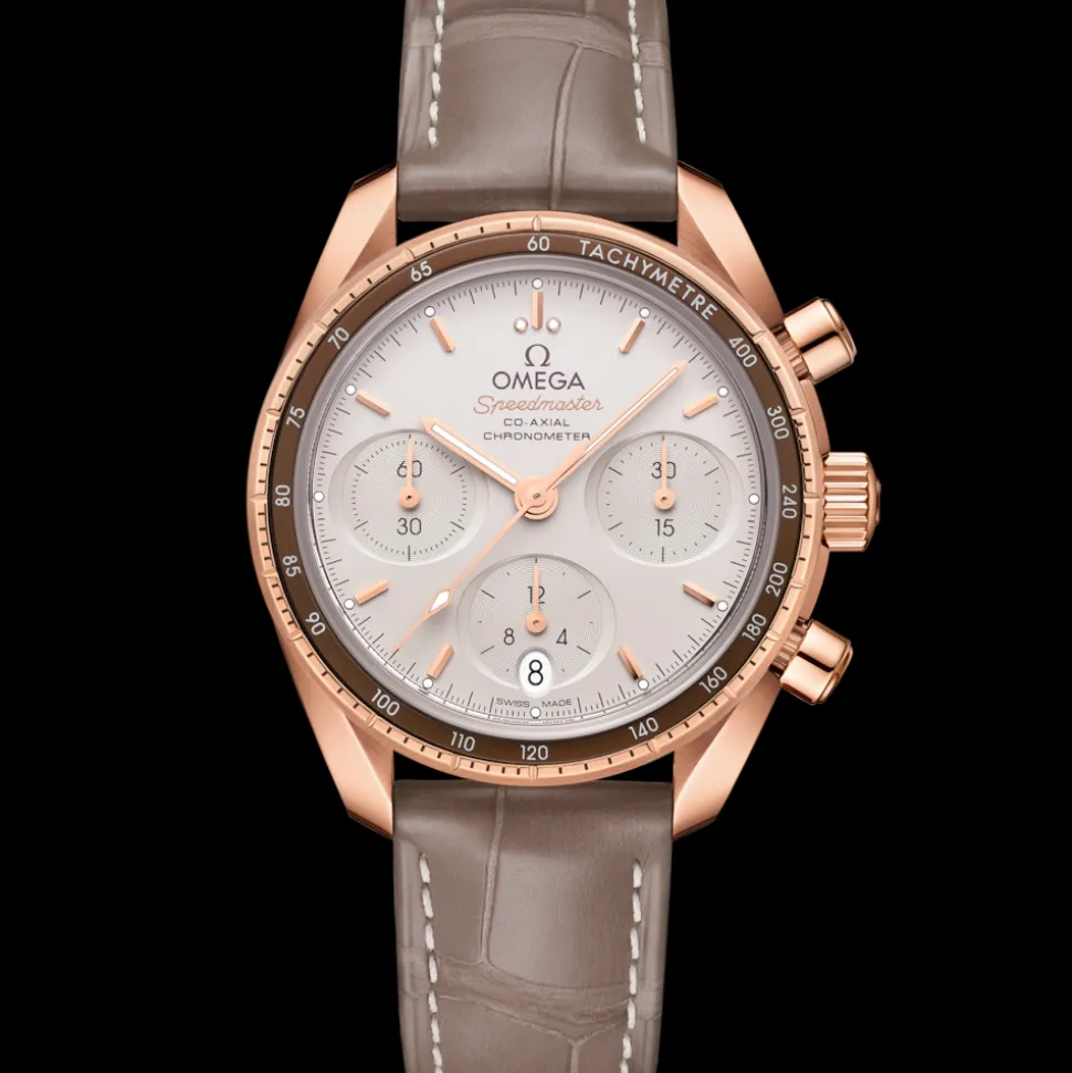 38 mm, Sedna™ gold on leather strap