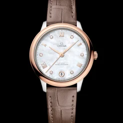 34 mm, steel ‑ Sedna™ gold on leather strap