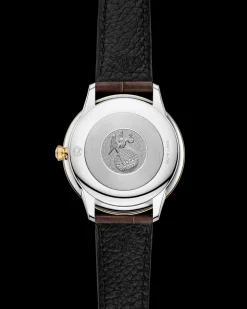 30 mm, steel ‑ yellow gold on leather strap