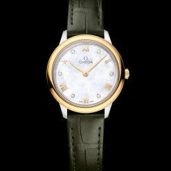 27.5 mm, steel ‑ yellow gold on leather strap