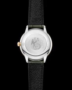 27.5 mm, steel ‑ yellow gold on leather strap