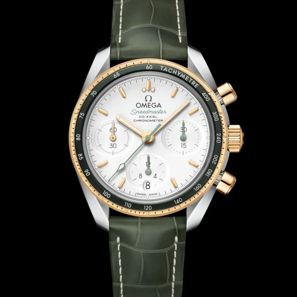 38 mm, steel ‑ yellow gold on leather strap