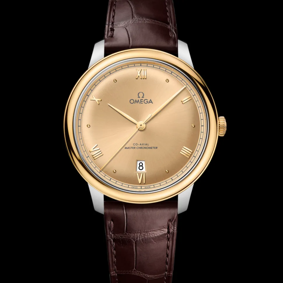 40 mm, steel ‑ yellow gold on leather strap