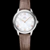 30 mm, steel on leather strap