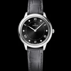 30 mm, steel on leather strap
