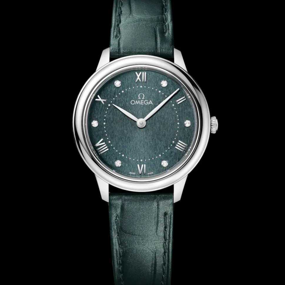 30 mm, steel on leather strap