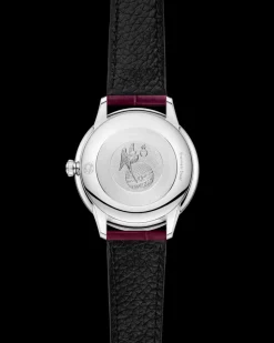 27.5 mm, steel on leather strap