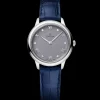 27.5 mm, steel on leather strap