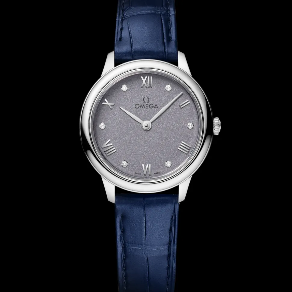 27.5 mm, steel on leather strap